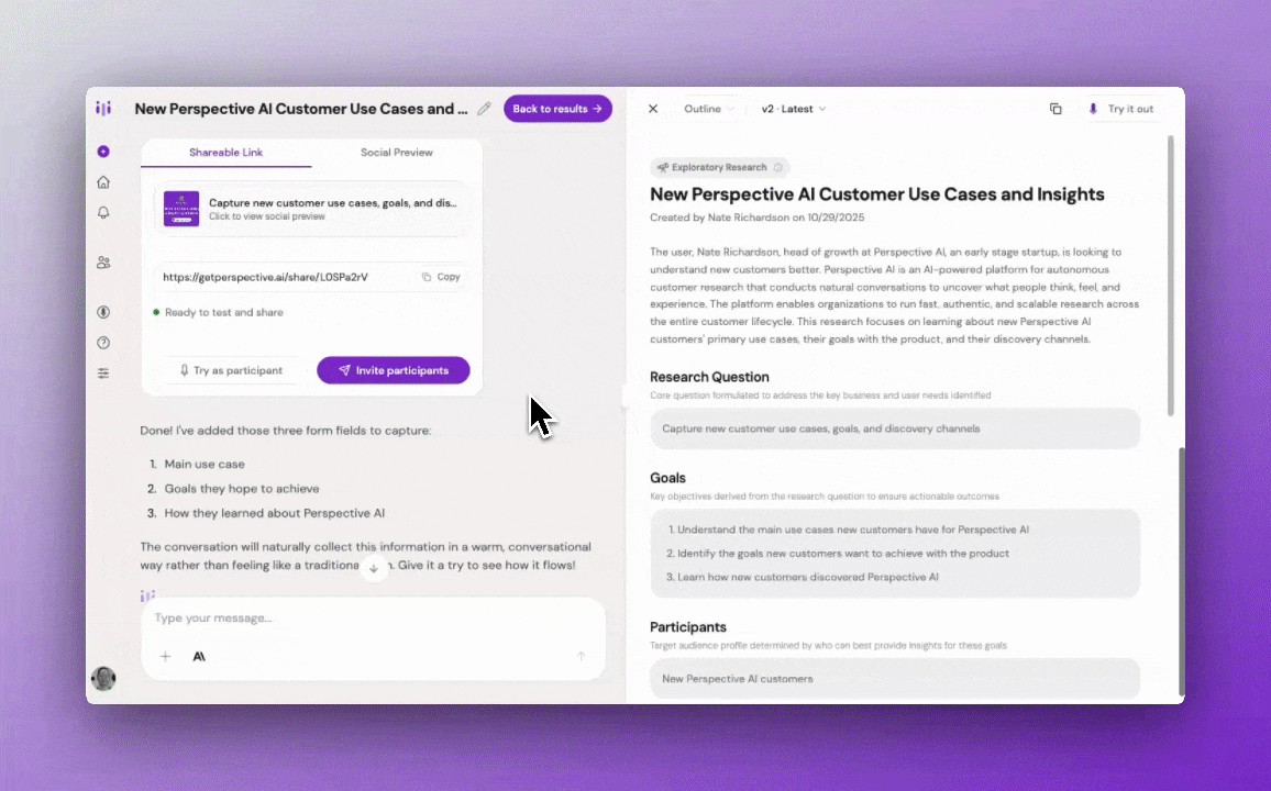 animated Perspective wrap-up settings with CTA button