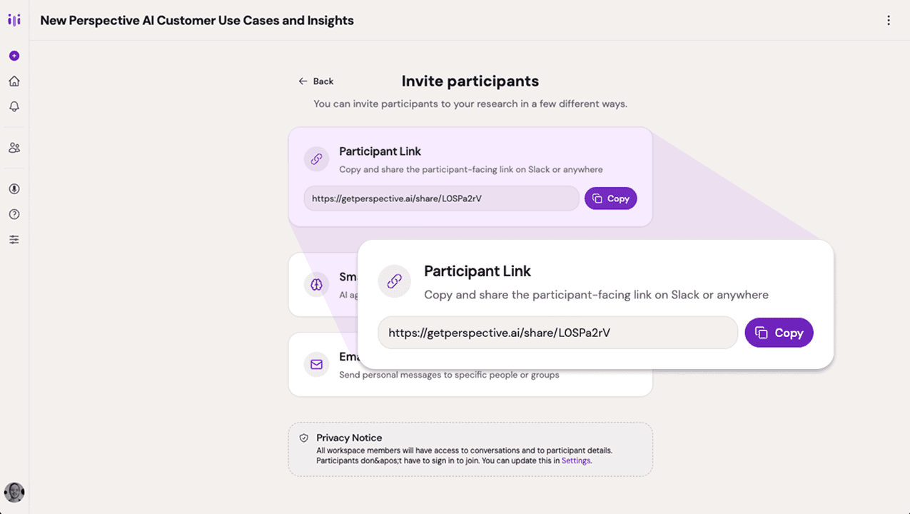 screenshot Link invitation URL